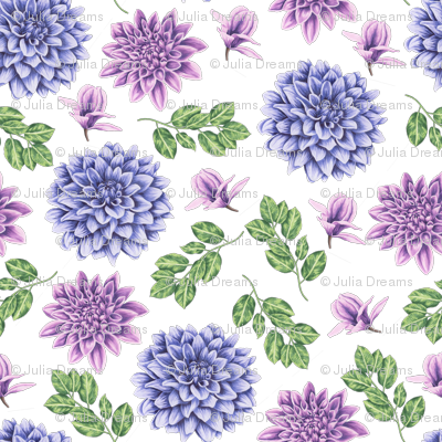 Dahlia Flower - Society6 Spring Flowers - Floral Lavender Purple Green (400x400)