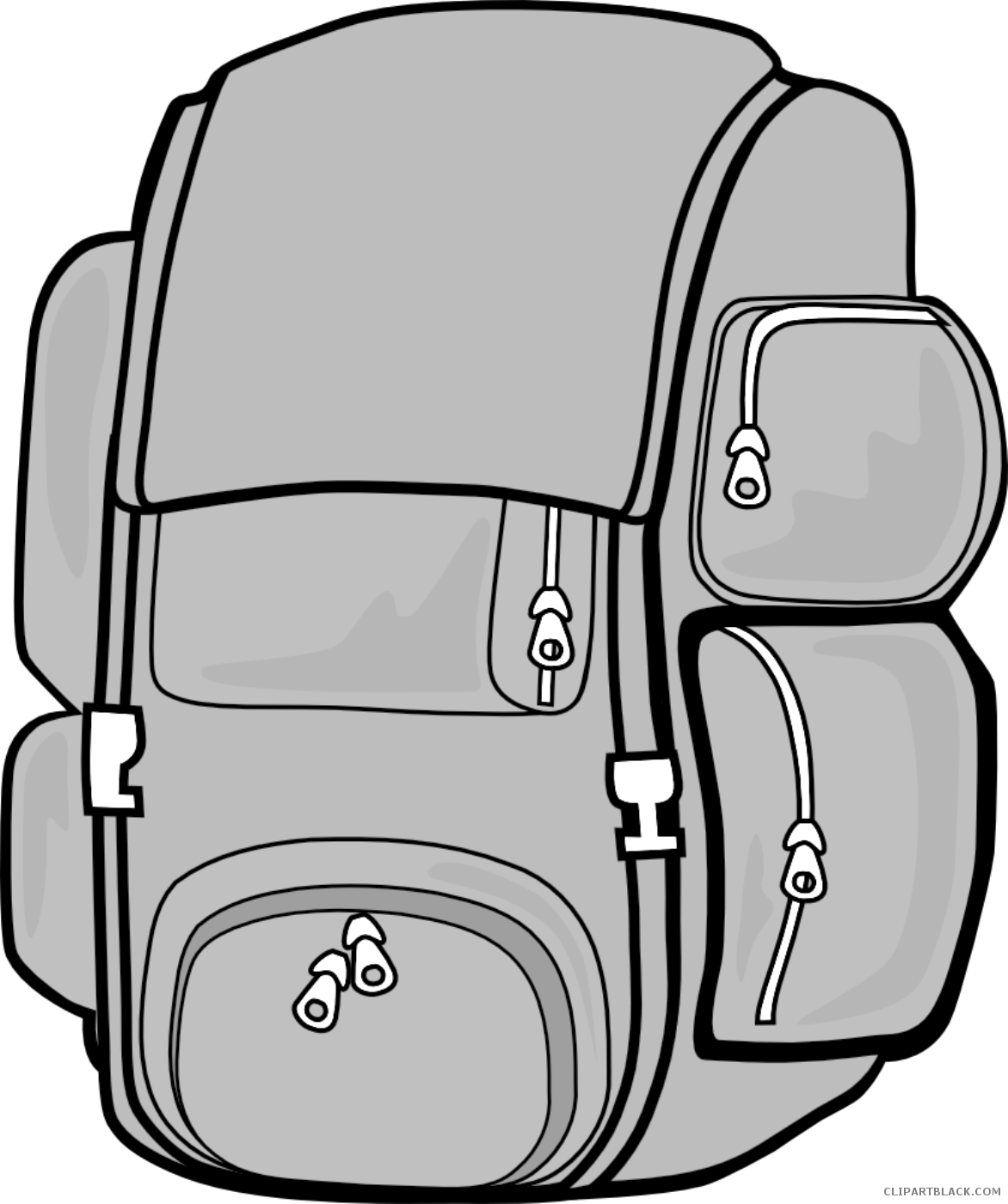 Grayscale Backpack Tools Free Black White Clipart Images - Backpack Png Clipart (1172x1400)