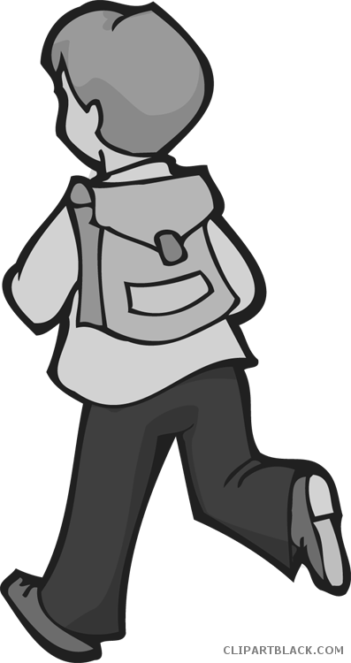 Boy With Backpack Tools Free Black White Clipart Images - Clip Art (397x750)
