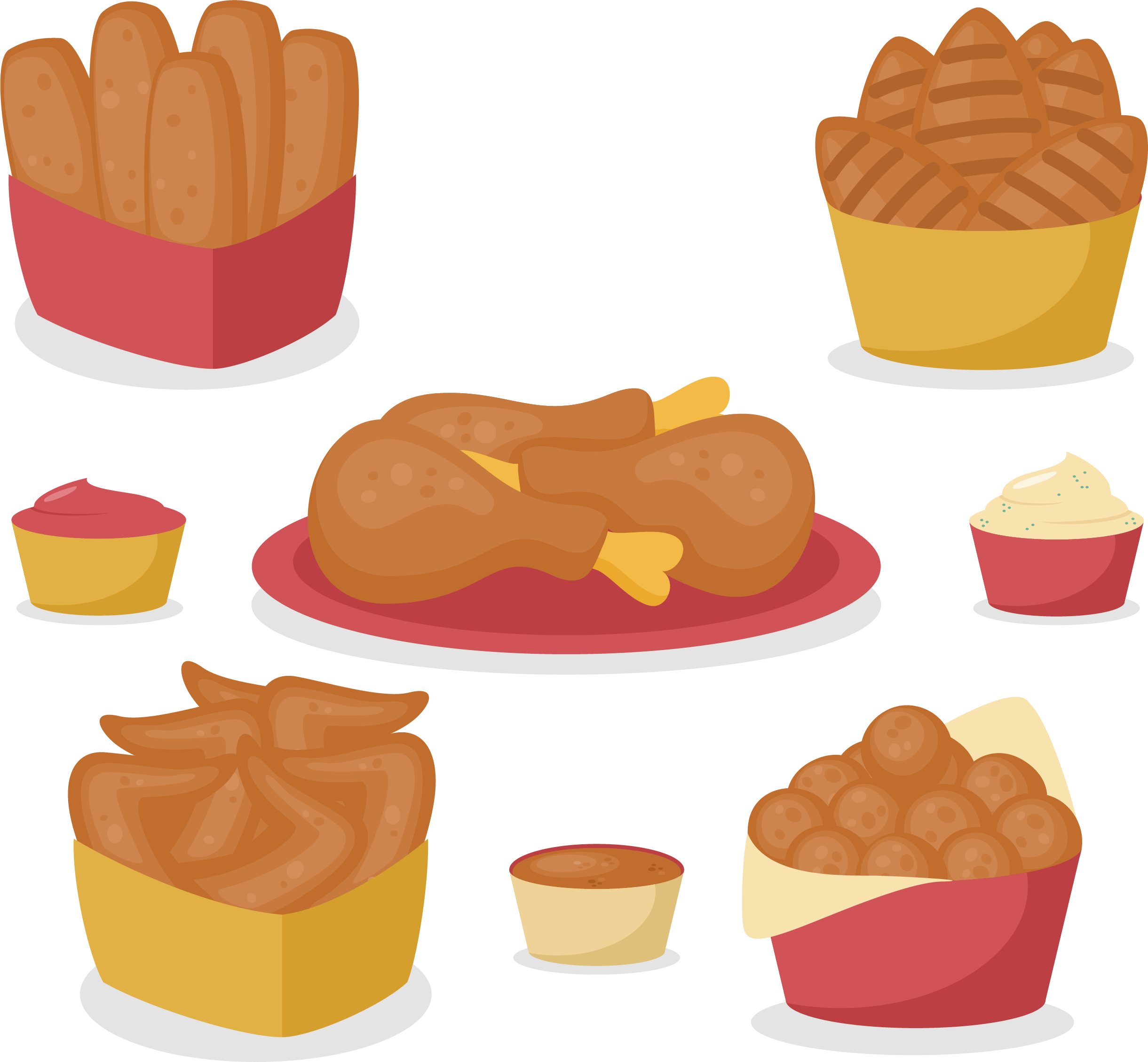 Fried Chicken Buffalo Wing Kfc French Fries - 雞 塊 卡通 (2441x2258)