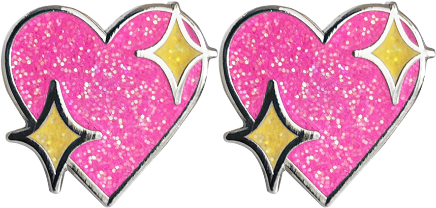 Sparkle Heart Emoji Earrings - Emoji (918x918)