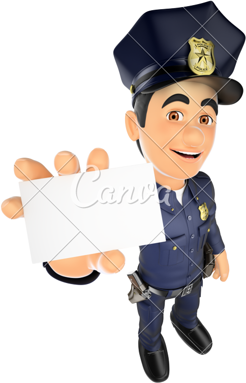 3d Policeman With A Blank Card - 3d Realistic Friendly Police Man Character Policeman (514x800)