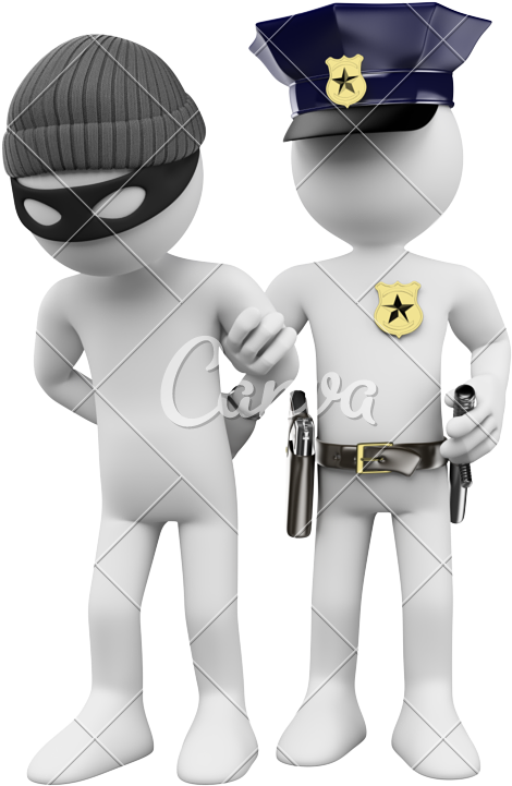 3d Police And Thief - Police Catch Thief Cartoon (615x800)
