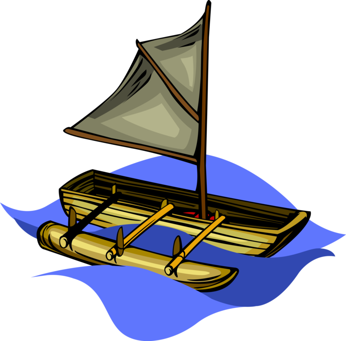 Vector Illustration Of Canoe Watercraft Boat With Sail - Canoe (710x700)