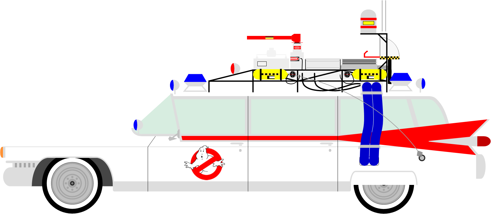 Ghostbusters Ecto-1 Ambulance Clipart - Ghostbusters (1652x721)