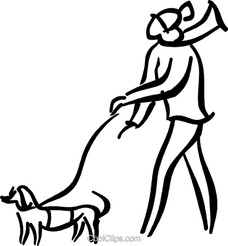 Man Walking A Dog Royalty Free Vector Clip Art Illustration - Microsoft Powerpoint (445x480)