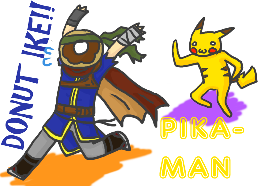 Donut Ike And Pika Man By Doki Mocha - Clip Art (849x612)