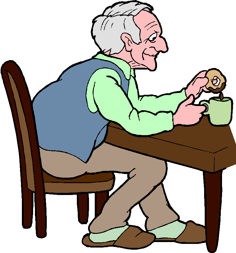 Donut - Old Man Eating Cartoon (775x833)