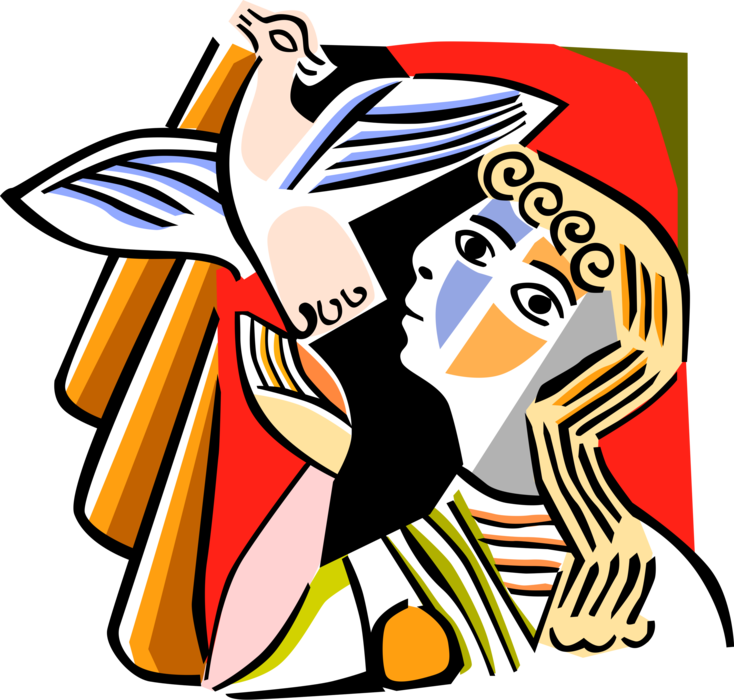Vector Illustration Of Picasso Inspired Releasing Dove - Clip Art (734x700)