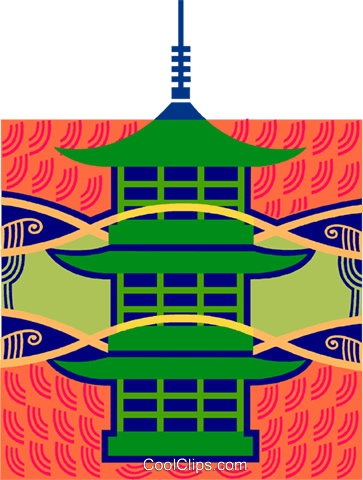 Japanese Temple Royalty Free Vector Clip Art Illustration - Poster (363x480)
