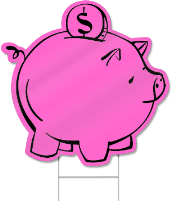 Piggy Bank Shaped Sign - Piggy Bank Clip Art (450x450)