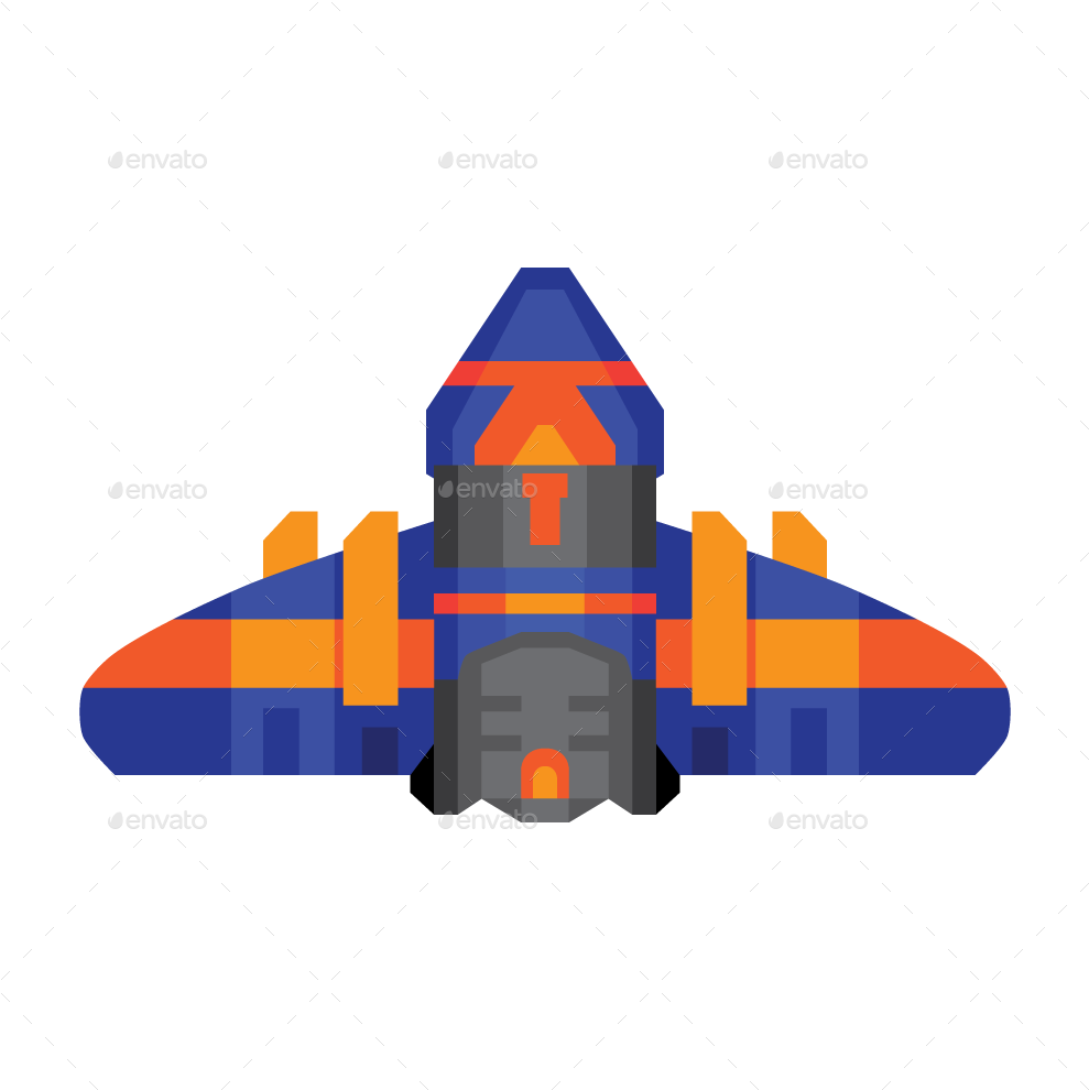 15 Flat Vector Spaceship Sprites - Spaceship Sprites Png (1000x1000)