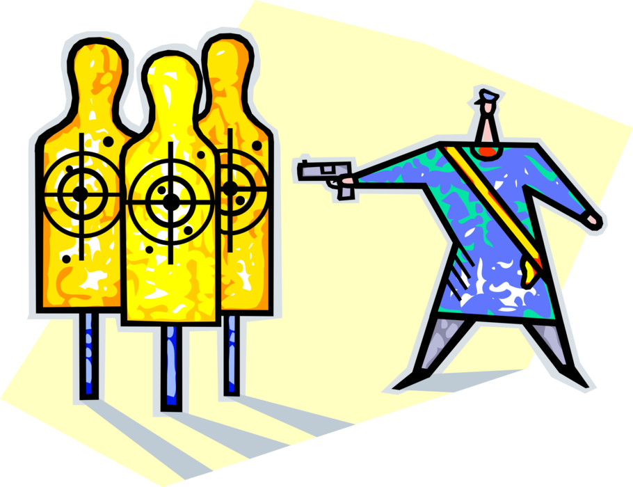 Vector Illustration Of Target Practice Policeman Police - Illustration (910x700)