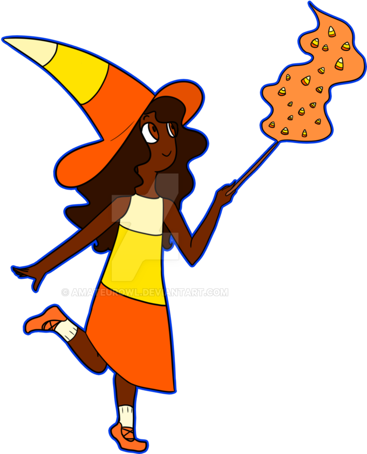 Candycorn Witch By Amateurowl - Cartoon (884x903)