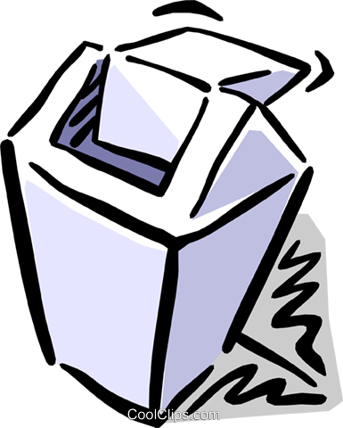 Waste Paper Basket Royalty Free Vector Clip Art Illustration - Throw Away Trash (385x480)