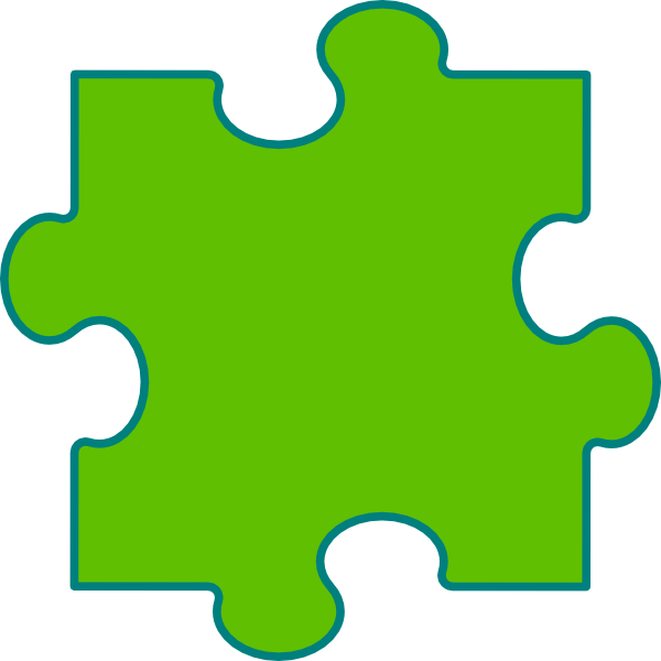 Green On Green Puzzle Piece - Clip Art (600x600)