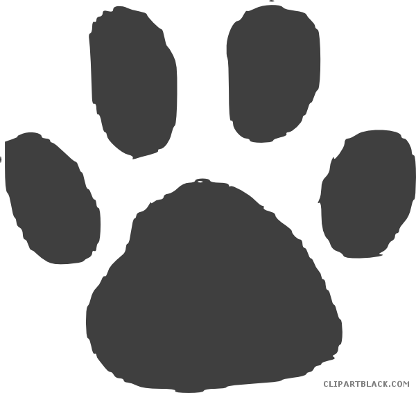 Wildcat Paw Print Animal Free Black White Clipart Images - Animal Footprint Clipart (600x567)
