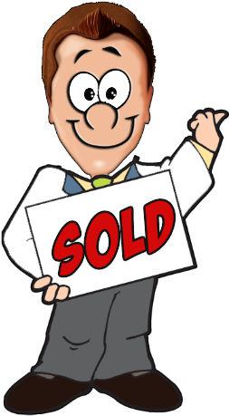 We Buy Houses San Antonio Man Holding A Sold Sign - Cartoon (651x498)