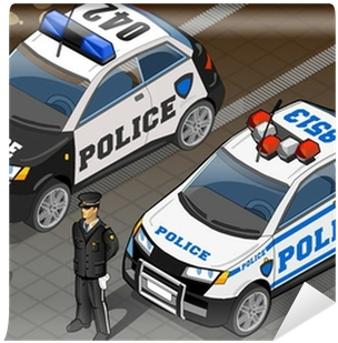 Two Isometric Police Car In Front View Wall Mural • - Illustration (400x400)