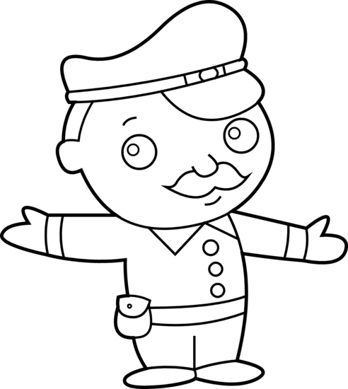 Little Policeman Coloring Page - Police Officer (492x550)