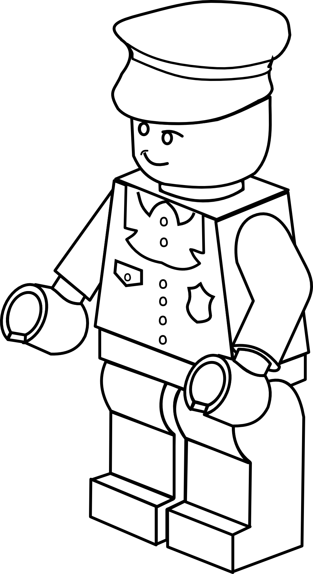 Colouring In Sheets Lego Man Coloring Police Officer - Lego Clipart (999x1830)