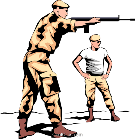 Military Men Royalty Free Vector Clip Art Illustration - Shooting Clip Art (464x480)