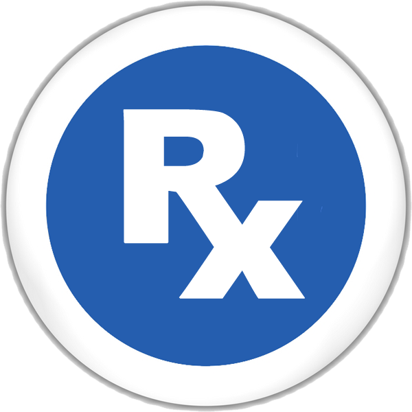 Rx Symbol Bold White Round Button - Rx Icon Blue (600x600)