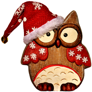 Owl, Figure, Wood, Christmas, Santa Hat - Weihnachts Eule (432x340)