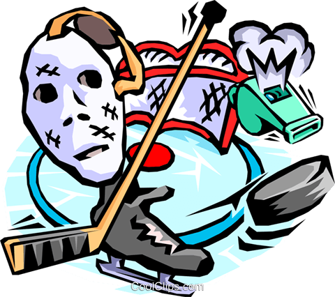 Hockey, Goalie Mask, Stick, Whistle Royalty Free Vector - Hockey Equipment Clipart (480x426)