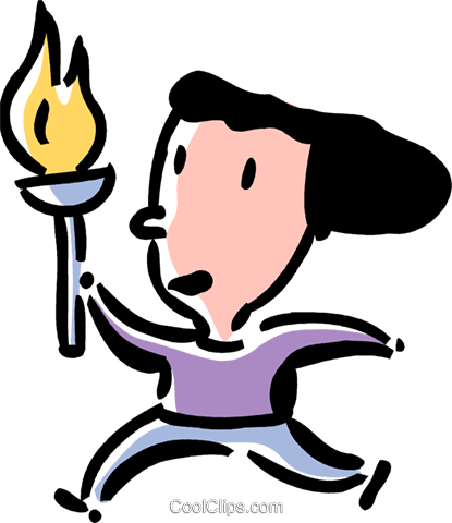 Olympian Running With The Olympic Torch Royalty Free - Clip Art (415x480)