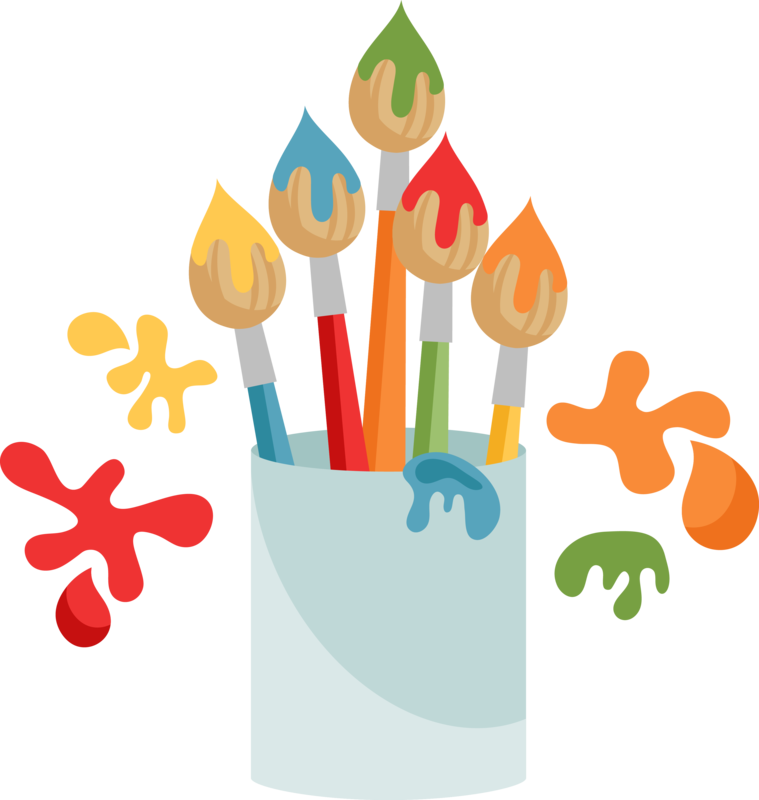 Paint Brushes Clipart Cute (759x800)