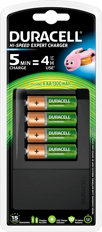 Hi-speed Expert Charger - Duracell - Ultra Fast 15 Minutes Charger With 4 Aa (1000x1000)