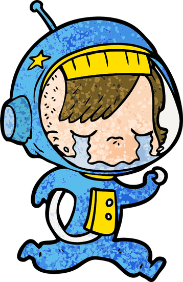 Cartoon Crying Astronaut Girl Running - Drawing (521x800)