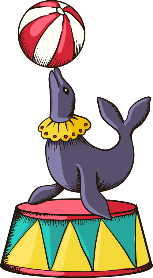 Performance Circus Cartoon Clown - Cartoon Circus Animals (500x906)