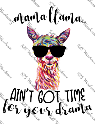 Mama Llama No Drama - T-shirt (306x396)