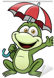 Vector Illustration Of Frog Holding Umbrella Wall Mural - Frog And Umbrella Cartoon (400x400)