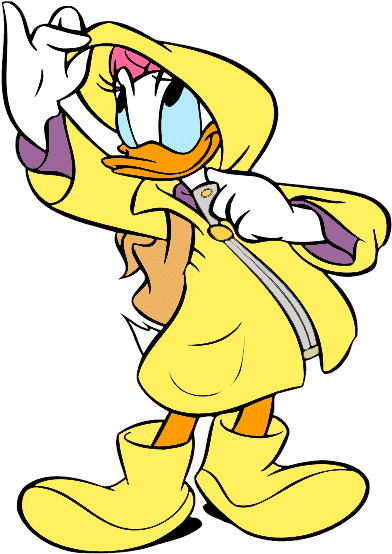 Duck With Raincoat And Umbrella Clipart - Duck In Rain Gear (400x562)