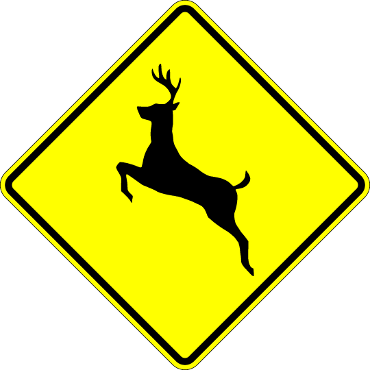 Yellow Caution Sign Road For Kids - Deer Sign Canada (540x540)
