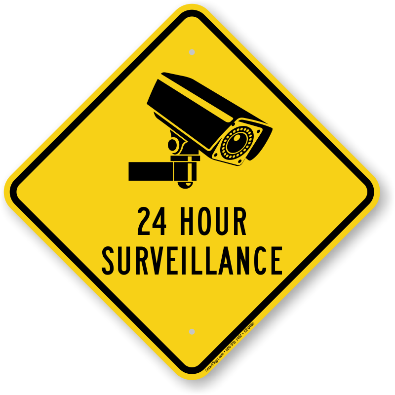 24 Hour Surveillance Caution Sign - Beware Of Snakes Sign (800x800)