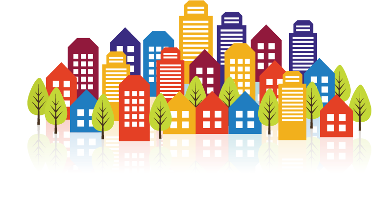 Cartoon Town Building - Town Cartoon Png (800x452)