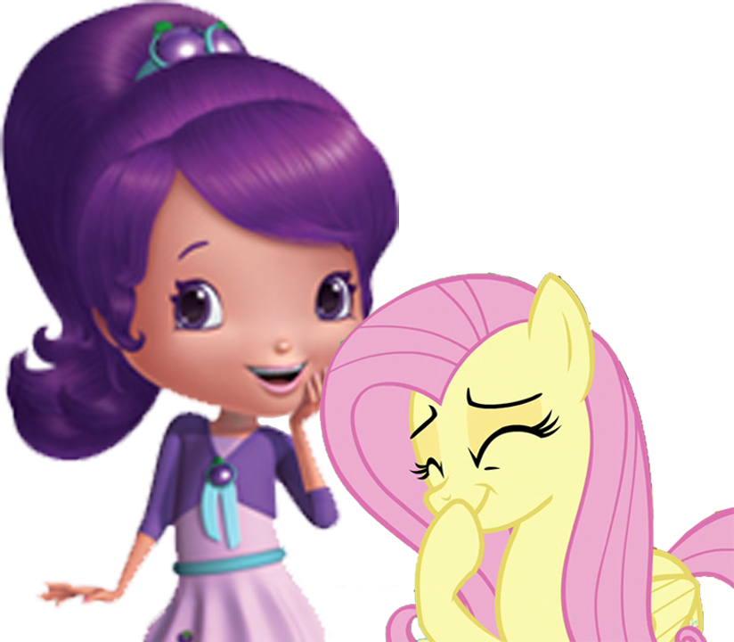Plum Laughing With Fluttershy Render By Pardorobles1234 - Plum Pudding Strawberry Shortcake (824x720)