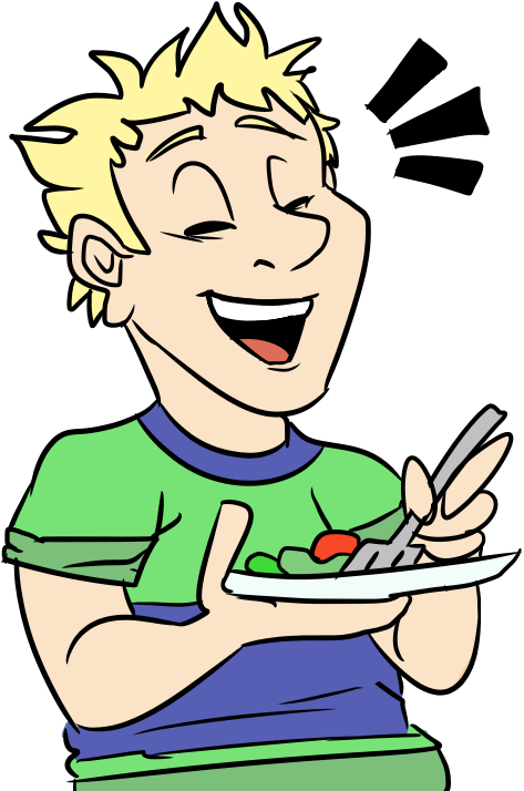 Cooper Laughing Alone With Salad By Ribbedebie - Cartoon (605x734)