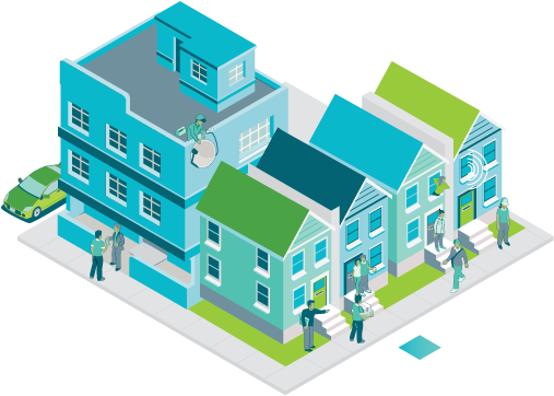 Four Townhouses, A Block Of Flats, 11 People And A - Apartment (600x425)