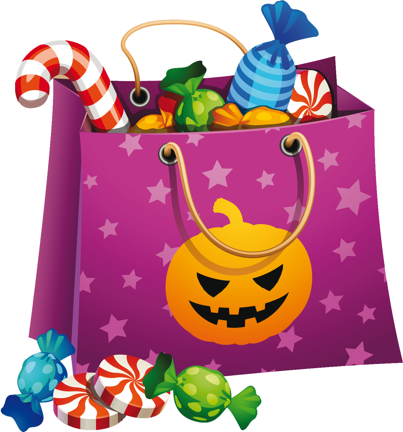 Halloween Png Candy Bag Clipart - Jack-o'-lantern (1490x1596)