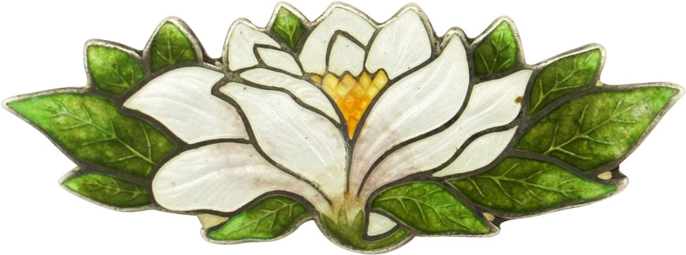 Antique Art Nouveau Enameled Sterling Flower Water - Brooch (974x974)