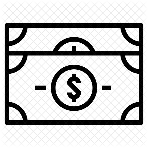 Banknote Icon - Dollar Bill Simple Drawing (512x512)