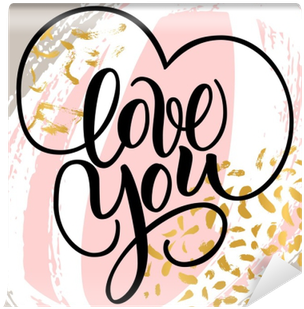 Love You, Hand Written Brush Lettering With Hearts - Te Amo En Vinil (400x400)