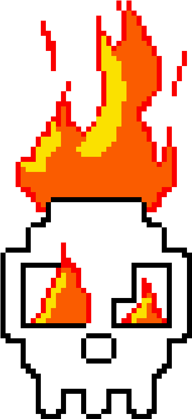 Fire Skull - Fire Pixel Art Png (410x840)