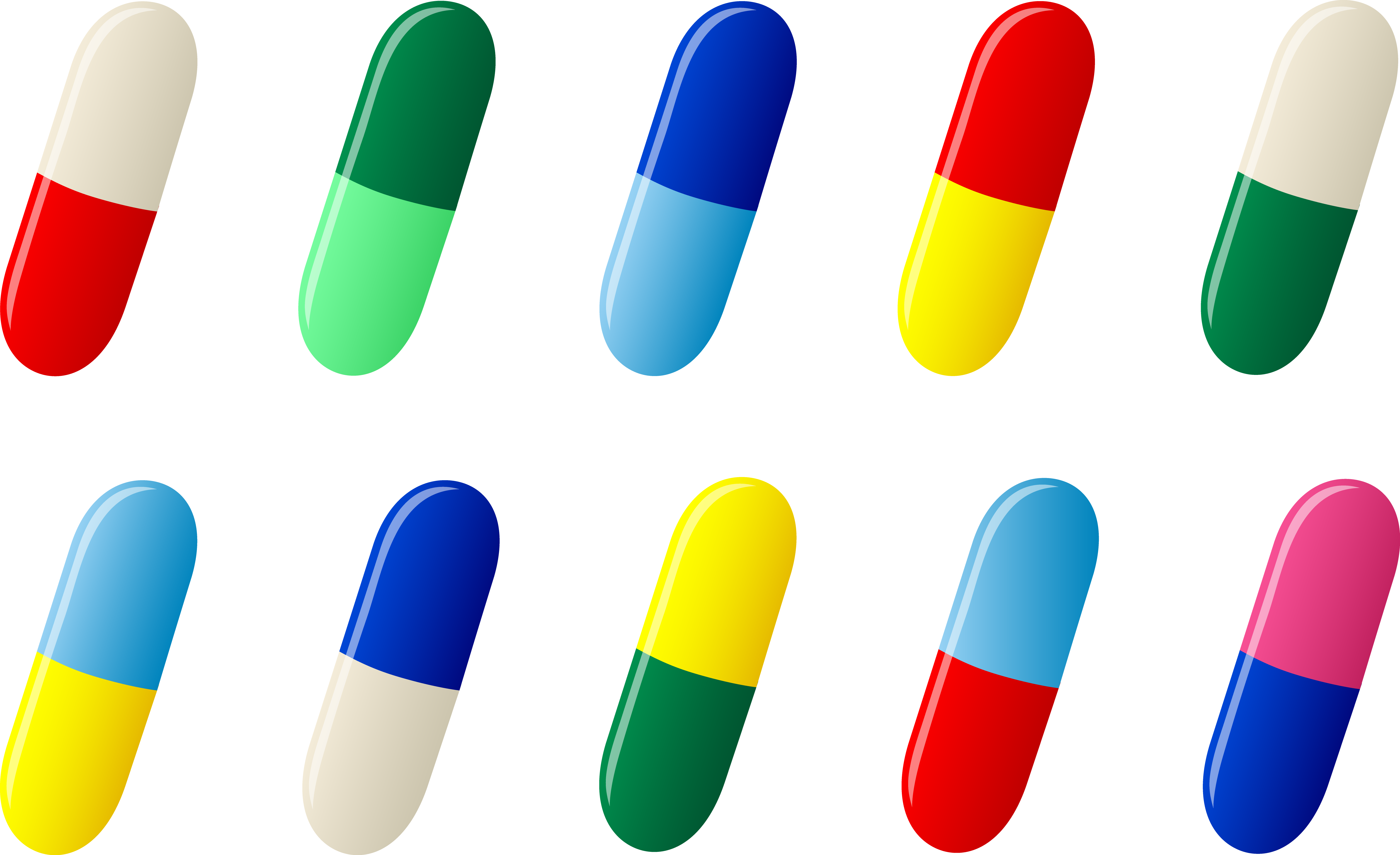 Ten Capsule Pills Free Clip Art - Pills Clipart (6177x3772)