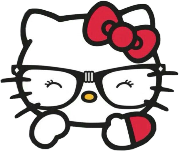 Hellokitty Kitty Nerd Lentes Intelectualgirl Interestin - Hello Kitty Logo Png (622x526)